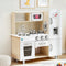 Keezi Wooden Kids Kitchen Play Set with Clock Beige Pretend Cooking