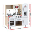 Keezi Wooden Kids Kitchen Play Set with Clock Beige Pretend Cooking