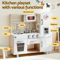 Keezi Wooden Kids Kitchen Play Set with Clock Beige Pretend Cooking