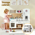 Keezi Wooden Kids Kitchen Play Set with Clock Beige Pretend Cooking