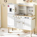 Keezi Wooden Kids Kitchen Play Set Pretend Cooking Storage Golden