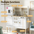 Keezi Wooden Kids Kitchen Play Set Pretend Cooking Storage Golden