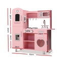 Keezi Wooden Kids Kitchen Play Set Pink Pretend Cooking Toys