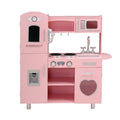 Keezi Wooden Kids Kitchen Play Set Pink Pretend Cooking Toys