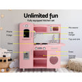 Keezi Wooden Kids Kitchen Play Set Pink Pretend Cooking Toys