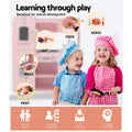 Keezi Wooden Kids Kitchen Play Set Pink Pretend Cooking Toys