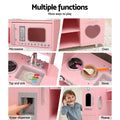 Keezi Wooden Kids Kitchen Play Set Pink Pretend Cooking Toys