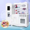 Keezi Kids Wooden Kitchen Pretend Play Set White Cooking Toys