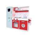 Keezi Wooden Kids Kitchen Play Set Red Fridge Oven Pretend Toys
