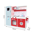 Keezi Wooden Kids Kitchen Play Set Red Fridge Oven Pretend Toys