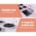 Keezi Wooden Kids Kitchen Play Set Red Fridge Oven Pretend Toys