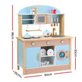 Keezi Wooden Play Kitchen 80cm Blue with Accessories