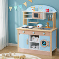 Keezi Wooden Play Kitchen 80cm Blue with Accessories