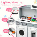 Keezi Wooden Play Kitchen Pretend Kitchen 82cm Kids Toy Food Set Grey