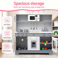 Keezi Wooden Play Kitchen Pretend Kitchen 82cm Kids Toy Food Set Grey