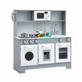Keezi Wooden Play Kitchen Pretend Kitchen 82cm Kids Toy Food Set Grey