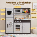 Keezi Kids Play Kitchen Pretend Toy Kitchen With Wooden Play Food Set