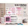 Keezi Wooden Kids Kitchen Play Set Pretend Cooking Toys Storage Cabinet
