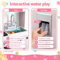 Keezi 102cm Wooden Pretend Kitchen Playset With Apron And Food Set1 Pink