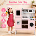 Keezi 102cm Wooden Pretend Kitchen Playset With Apron And Food Set1 Pink