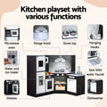 Keezi Kids Wooden Kitchen Playset 29pc Food Set Black White
