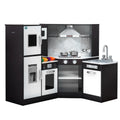 Keezi Wooden Kids Kitchen Play Set w/Sounds Lights Black