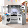 Keezi 112cm Wooden Pretend Kitchen Playset Kids Toy Sink Stove Grey