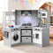 Keezi 112cm Wooden Pretend Kitchen Playset Kids Toy Sink Stove Grey