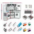 Keezi 112cm Wooden Pretend Kitchen Playset Kids Toy Sink Stove Grey