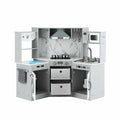 Keezi 112cm Wooden Pretend Kitchen Playset Kids Toy Sink Stove Grey