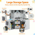 Keezi 112cm Wooden Pretend Kitchen Playset Kids Toy Sink Stove Grey