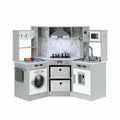 Keezi 112cm Wooden Pretend Kitchen Playset Kids Toy Sink Stove Grey