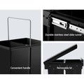 Cefito Double Pull Out Bin 2x15L Black Kitchen Waste Basket