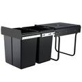 Cefito Pull Out Bin Kitchen Double 2x20L Black