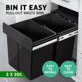 Cefito Pull Out Bin Kitchen Double 2x20L Black