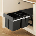 Cefito Triple Pull Out Bin 31L Black Kitchen Garbage Rubbish