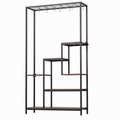 Artiss Tall Plant Stand Indoor, 6-Tier Pot Plant Shelf with Hanging Hooks, Metal & Wooden Flower Holder, Large Tiered Display Rack for Patio Garden Balcony Living Room, Indoor Outdoor Use