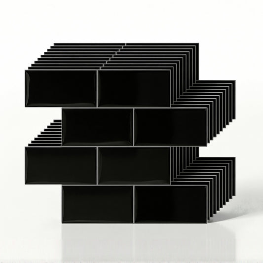 Artiss 3D Peel Stick Wall Tiles Self Adhesive Subway 10 Sheets Black