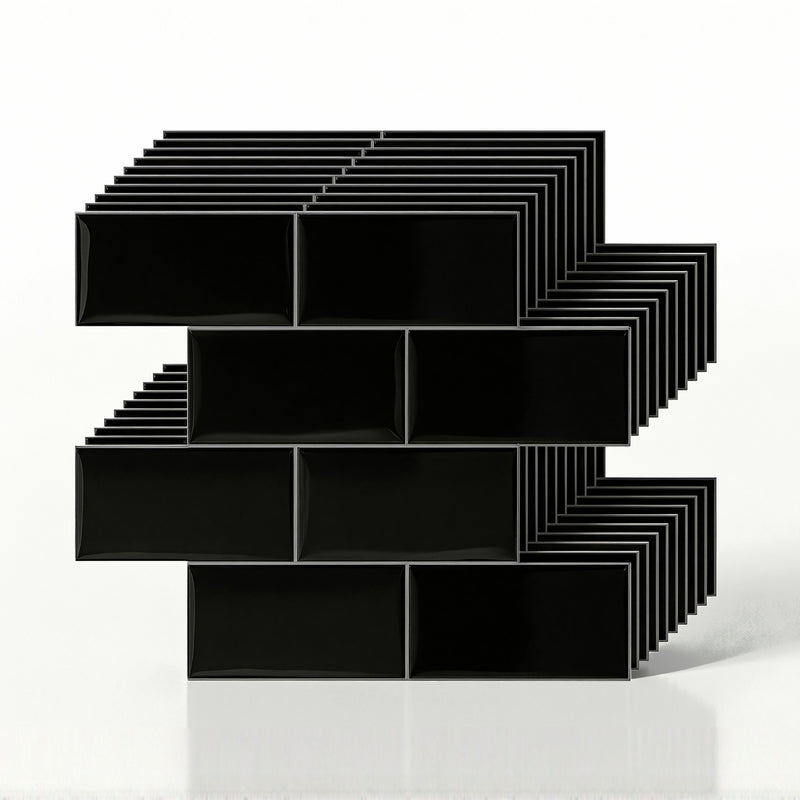 Artiss 3D Peel Stick Wall Tiles Self Adhesive Subway 10 Sheets Black