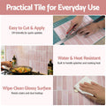 Artiss 3D Peel and Stick Wall Tiles Self Adhesive LinearGrid Backsplash 10 Sheets, Pink
