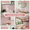 Artiss 3D Peel and Stick Wall Tiles Self Adhesive LinearGrid Backsplash 10 Sheets, Pink