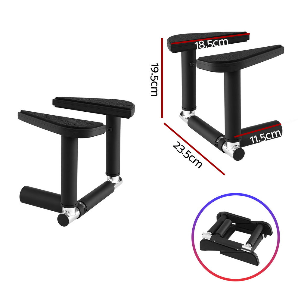 Everfit 2Pcs/Set Pull Up Bar Portable Foldable Dip Station Multi Gym 120kg Home Power Station Black