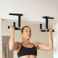 Everfit Pull Up Bar Dip Station 2Pc 120kg Foldable Home Gym Black