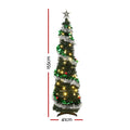 Jingle Jollys Pop Up Christmas Tree Pre Decorated Warm White LED 155cm