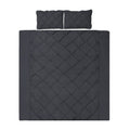 Giselle Diamond Pinch Quilt Cover Set Black KING Bed