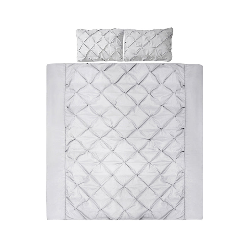 Giselle Quilt Cover Set Diamond Pinch Grey QUEEN