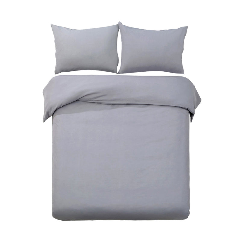 Giselle Quilt Cover Set Classic Grey SUPER KING 100% Cotton