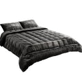Giselle Faux Mink Quilt Charcoal QUEEN Size