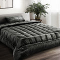 Giselle Faux Mink Quilt Single Charcoal