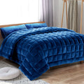 Giselle Faux Mink Quilt Blue Super King Size Doona